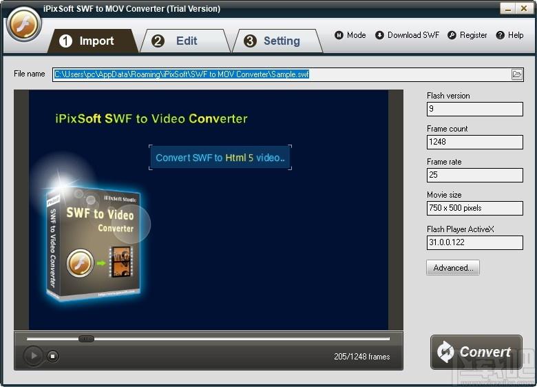 iPixSoft SWF to MOV Converter下载,SWF转MOV,视频转换,格式转换